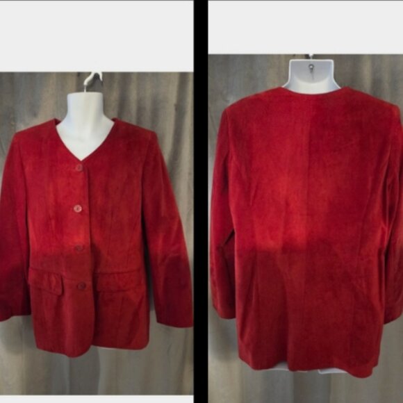 Danier Red Suede/Leather Jacket - Picture 2 of 3